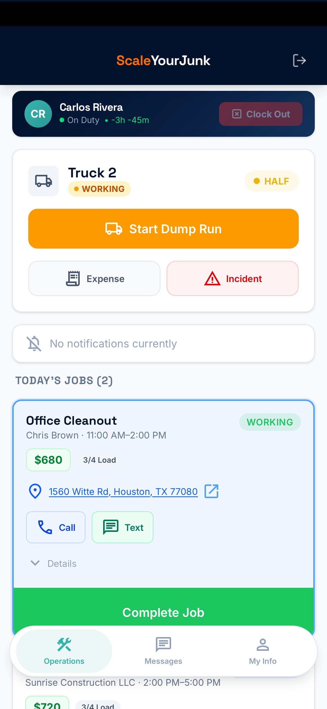 ScaleYourJunk driver portal screenshot