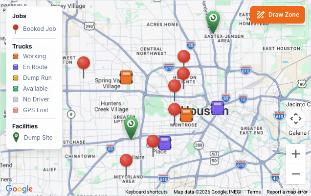 Google Maps split view from the real dashboard dispatch screen